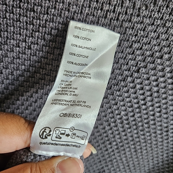 Free People Gray Waffle Knit Oversized Hailee Cardigan Sweater - Picture 14 of 14